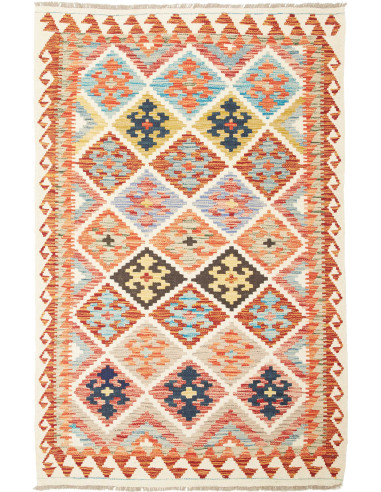 Tappeto Kilim Afghanistan giallo marrone 112x175
