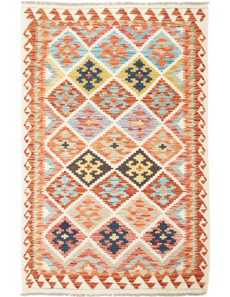 Tappeto Kilim Afghanistan giallo marrone 112x175