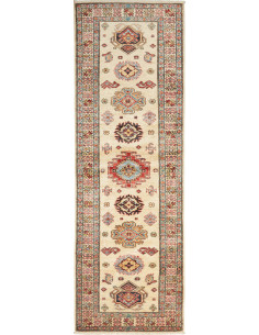 Rug Kazak Fine Pakistan 80x242 Ivory Red