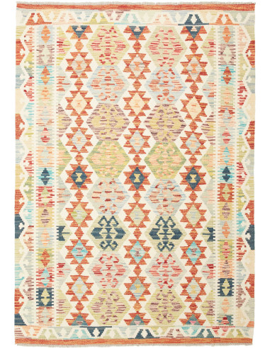 Rug Kilim Afghanistan yellow sky blue 130x185