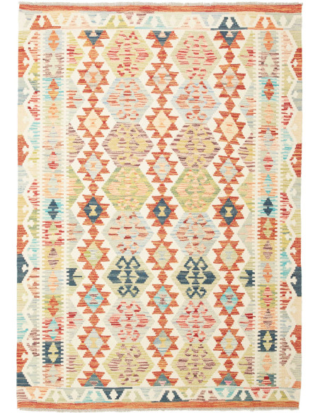Rug Kilim Afghanistan yellow sky blue 130x185