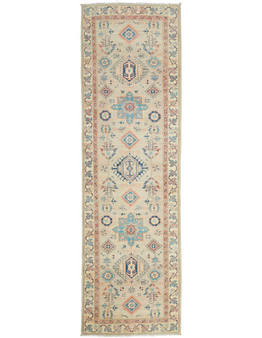 Rug Kazak Afghanistan 83x292 Muted Beige Sky Bl