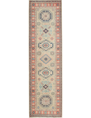 Tappeto Kazak Afghanistan 83x300 Beige Blu