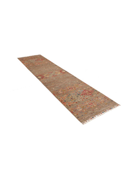 Rug Rubin Pakistan 77x296 Taupe Brown Brick Red