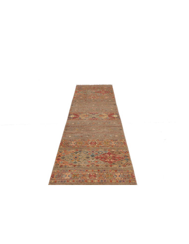 Rug Rubin Pakistan 77x296 Taupe Brown Brick Red