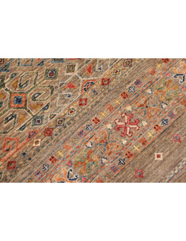 Rug Rubin Pakistan 77x296 Taupe Brown Brick Red