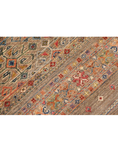 Rug Rubin Pakistan 77x296 Taupe Brown Brick Red