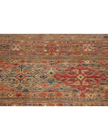 Rug Rubin Pakistan 77x296 Taupe Brown Brick Red