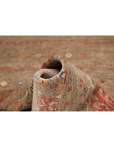 Rug Rubin Pakistan 77x296 Taupe Brown Brick Red