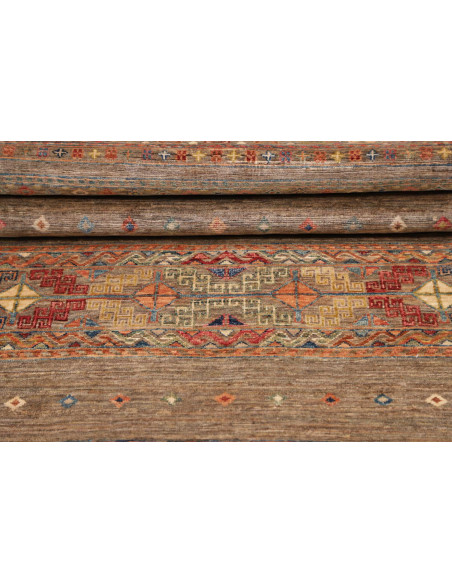 Rug Rubin Pakistan 77x296 Taupe Brown Brick Red