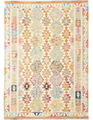 Tappeto Kilim Afghanistan giallo arancione 129x184