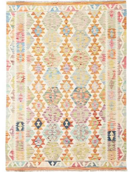 Tappeto Kilim Afghanistan giallo arancione 129x184