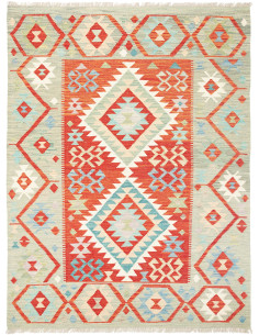 Tappeto Kilim Afghanistan bianco rosso 129x170
