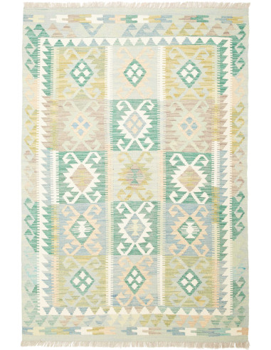 Tappeto Kilim Afghanistan bianco verde 120x180