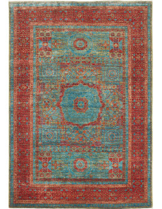 Tappeto Mamlouk Pakistan 126x182 Turchese Rosso
