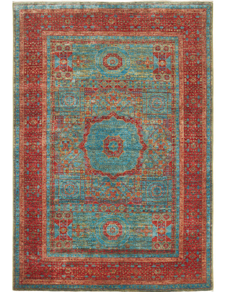 Tappeto Mamlouk Pakistan 126x182 Turchese Rosso