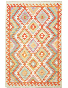 Rug Kilim Afghanistan white orange 123x185
