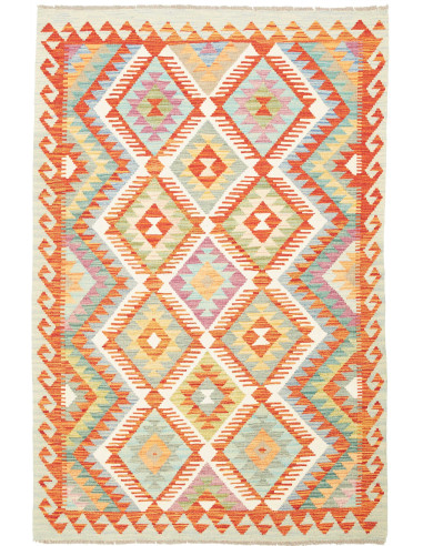 Rug Kilim Afghanistan white orange 123x185