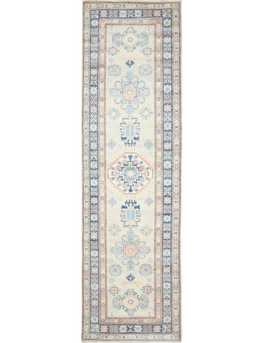 Rug Kazak Afghanistan 90x312 Beige Blue