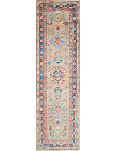 Tappeto Kazak Afghanistan 81x287 Beige Blu