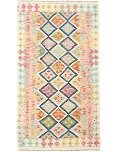 Tappeto Kilim Afghanistan giallo azzurro 104x188