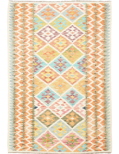 Rug Kilim Afghanistan yellow white 125x159