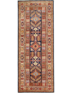 Tappeto Kazak Fine Pakistan 77x200 Blu Rosso