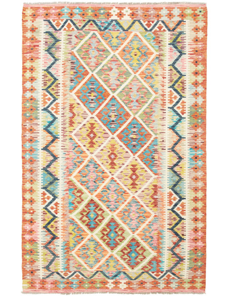 Rug Kilim Afghanistan yellow sky blue 123x192