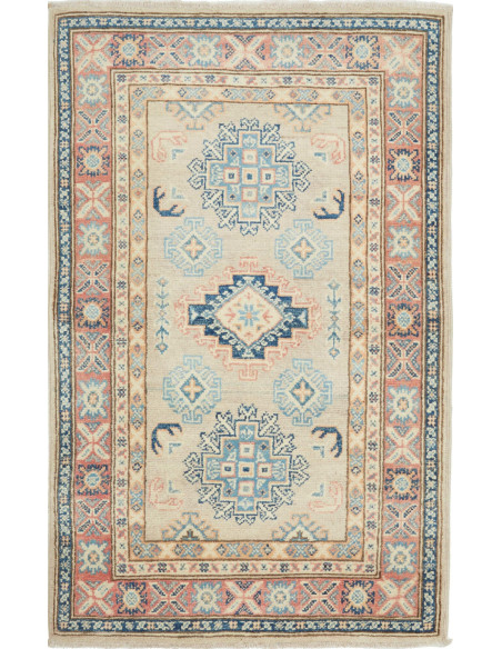 Tappeto Kazak Afghanistan 77x127 Beige Blu