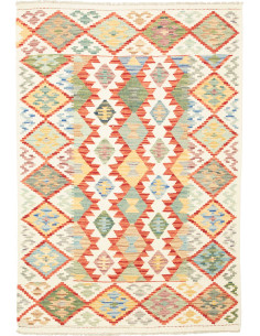 Tappeto Kilim Afghanistan giallo rosso 123x176