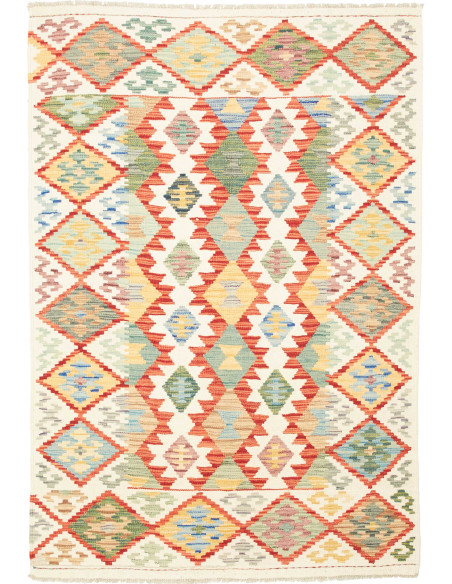 Tappeto Kilim Afghanistan giallo rosso 123x176
