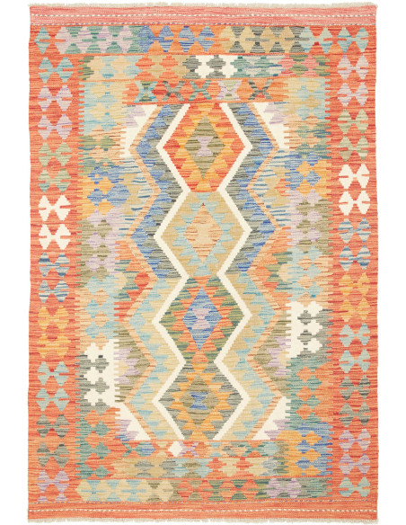 Tappeto Kilim Afghanistan marrone rosso 126x182