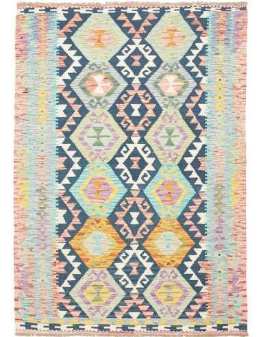 Rug Kilim Afghanistan white sky blue 129x179