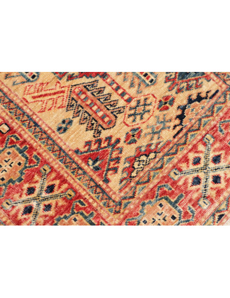 Rug Kazak Fine Pakistan 76x244 Beige Red Navy B
