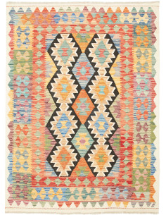 Rug Kilim Afghanistan maroon orange 129x176