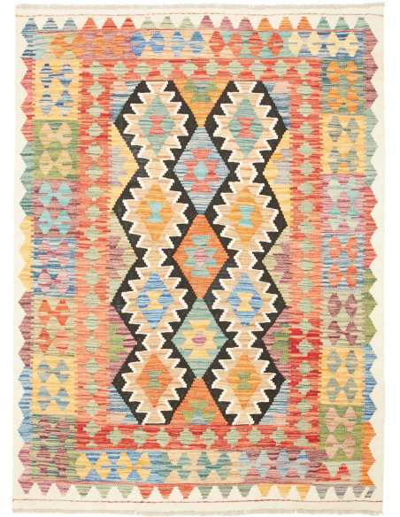 Rug Kilim Afghanistan maroon orange 129x176