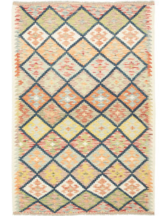 Tappeto Kilim Afghanistan giallo azzurro 125x188