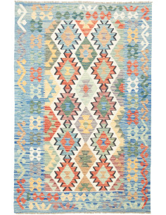 Tappeto Kilim Afghanistan beige azzurro 125x191