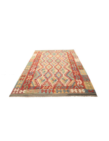 Rug Kilim Afghanistan maroon sky blue 170x237