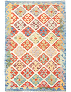 Rug Kilim Afghanistan white red 126x186