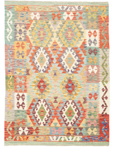 Rug Kilim Afghanistan maroon red 129x178