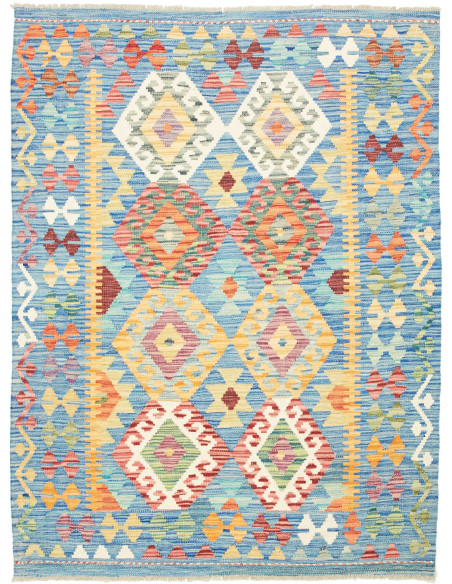 Tappeto Kilim Afghanistan beige arancione 130x176