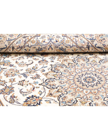 Rug Kashan Persia 200x313 Cream Blue Beige Brow