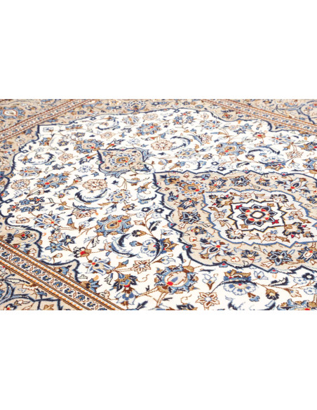 Rug Kashan Persia 200x295 Cream White Navy Blue