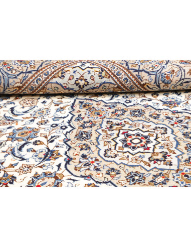 Rug Kashan Persia 200x295 Cream White Navy Blue