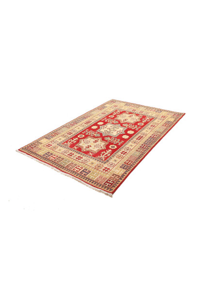 Rug Kazak Pakistan maroon yellow 130x186