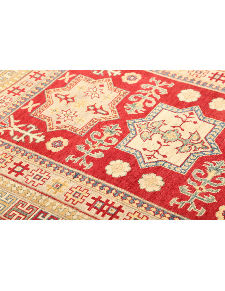 Rug Kazak Pakistan maroon yellow 130x186