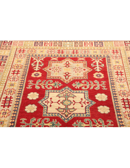 Rug Kazak Pakistan maroon yellow 130x186