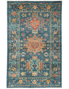 Rug Tribal Pakistan 79x124 Petrol Blue Rust Ora