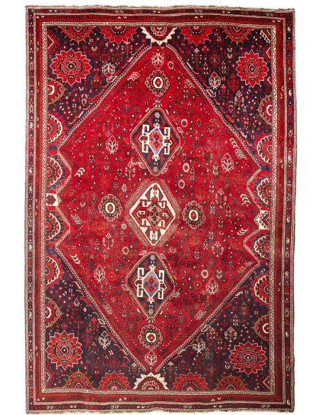 Rug Shiraz Persia maroon yellow 220x333